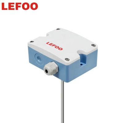 China PC Shell LEFOO Ducted Duct Type 4-20mA Pressure Temperature Transmitters HVAC Duct Temperature Sensor Waterproof Transmitter for sale