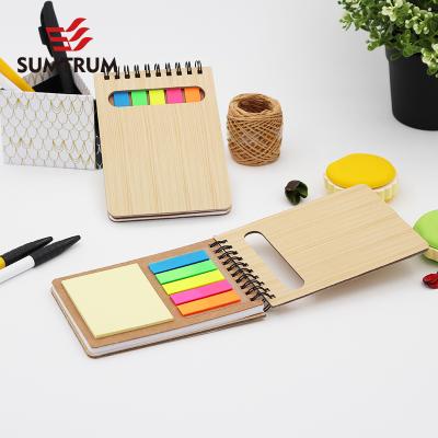 China Self Adhesive Artistic Paper Hardcover Book School Office Copper Spiral Notebook with Colorful Sticky Notes for Promotion Gift for sale