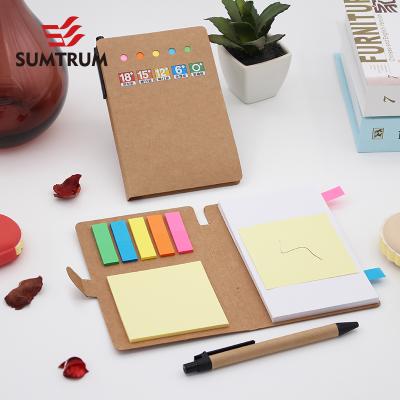 China Self Adhesive Personalized Printing Planner Notebook With Pen Cutout Cover Design-East Notepad With Various Colorful Sticky Notes for sale