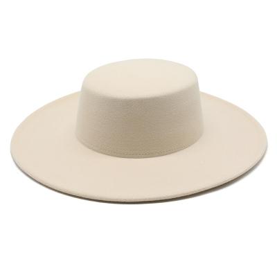 China 10cm Big Brim Fashion Womens 10cm Big Brim Soft Plain Wool Top Hats for sale