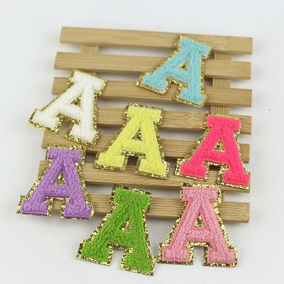 China Other Custom Letter A-Z Embroidered Clothing Stock 6.5cm Chenille Letter Patches Patch for sale