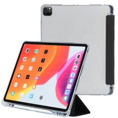 China 2021 Tri Folded Case Case For iPad Pro 12.9 inch 2020 2021 Shockproof PU Leather Transparent Back Case for sale