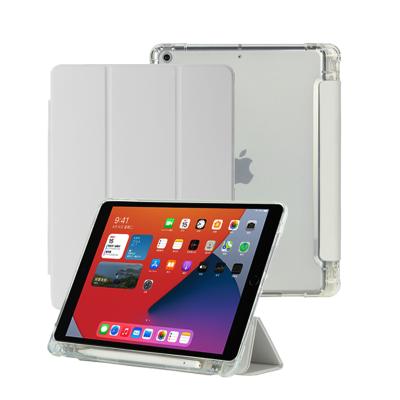 China 2019 2020 Clear Case PU Leather Tri Folded TPU Back Cover Transparent Clear Case For iPad 10.2