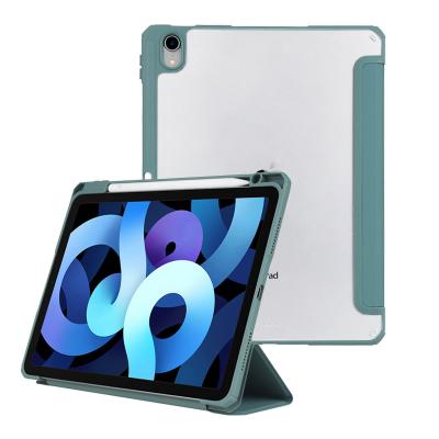 China iPad 10.9 Inch Stand Case Shockproof PU Leather Tablet Hard Clear Back Cover Case for sale