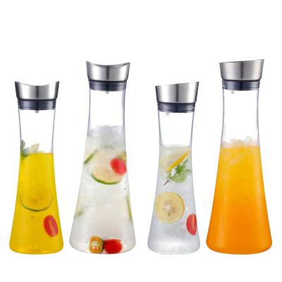 China Sustainable Acrylic Pitcher Water Carafe with Drip Free Lid for Drinks with Stainless Steel Lid Pitcher, Juice Water Jug for sale