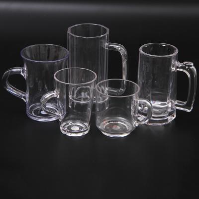 China Hot Sale Environmentally Friendly Custom Logo Plastic Acrylic Amazon Beer Mug With Handle for sale