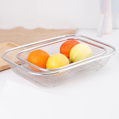 China Viable Food Grade Stainless Steel Kitchen Drain Basket Kitchen Strainer Chopsticks Vegetables Fruit Storage Basket for sale