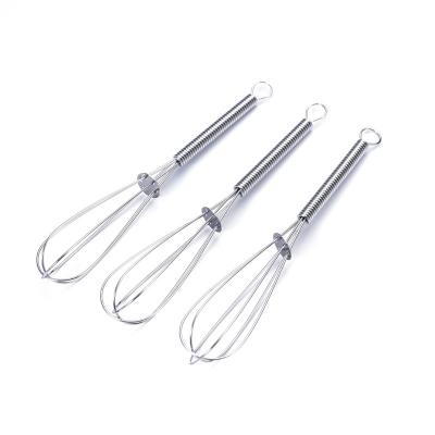 China Mini Kitchen Utensils Stainless Steel Wire Manual Viable Egg Beater Rotary Egg Beater Mixer Agitator for sale