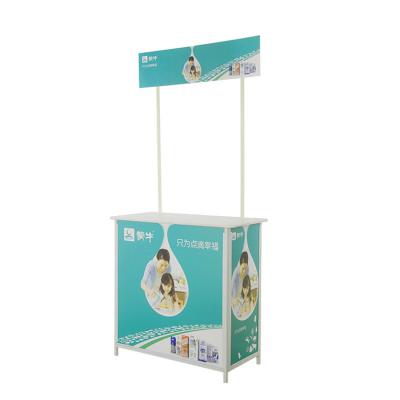 China Stylish Outdoor Durable Plastic Fold Promotion Sample Table Customized Plastic Table Stand For Advertising for sale