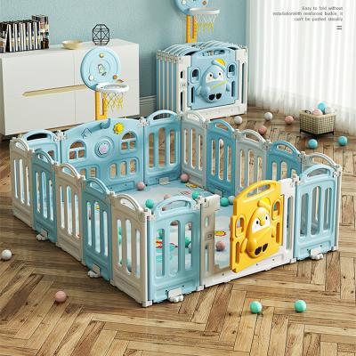 China Contemporary Kids Folding Fence Baby Playpen with Slide Swing Toys Play Yard Safety Kids Plastic Indoor High Quality Pink Green White Set for sale