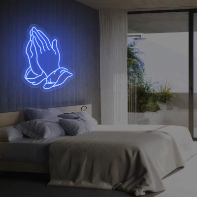 China Buildings Drop Hands Shipping Neon Lights Custom Prayer Acrylic Led Neon Sign For Bedroom Wall Decoration for sale