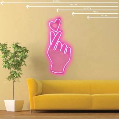 China Custom Buildings Wall Art Hand Heart Symbol Neon Sign Flex Led Neon Light For Bedroom Christmas Decor for sale