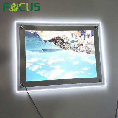 China Led Poster Wall Mounted Crystal Acrylic Light Boxes Custom Super Slim Acrylic Advertising Display For Store for sale