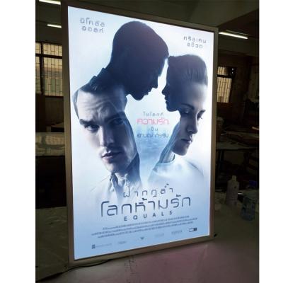 China Indoor Ultra Thin Silver Aluminum Snap Poster Display Frame Led Light Box For Cinema Advertising Movie Poster Acrylic Backlit Slim Light Box for sale