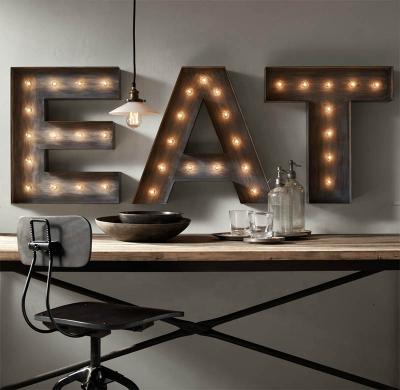 China Buildings Logo Metal Custom Led Marquee Light Up Letters Bulb Vintage Cafe Led Signage for sale