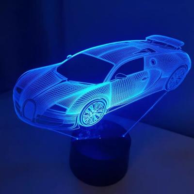 China 3D Car LED Visual Illusion Night Table Modern Acrylic Light Led Lamp For USB Desk Decoration for sale