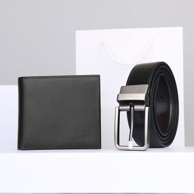 China 2020 RFID Genuine Leather Wallet and Belts Gift Box for Wallet Father's Day Gifts for sale