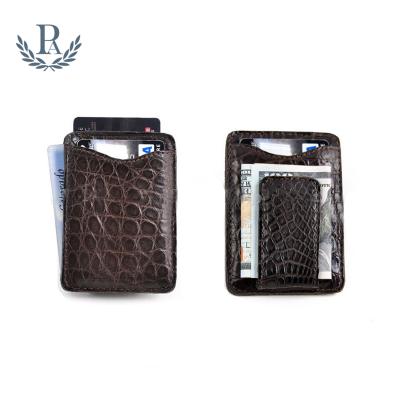 China fashion & Custom Leisure RFID Blocking Men's Alligator Money Clip Leather Wallet for sale