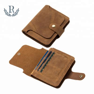 China Customized Customized Crazy Grain Horse Waterproof Top Handmade Card Coin Rfid Blocking Slim Men's Leather Wallet for sale