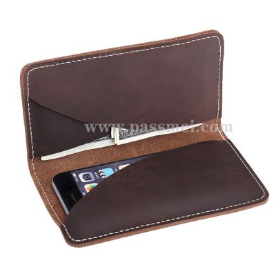 China Waterproof Men's Vintage Crazy Horse Wallet Phone Card Holder Genuine Leather Bifold Wallet Long for sale