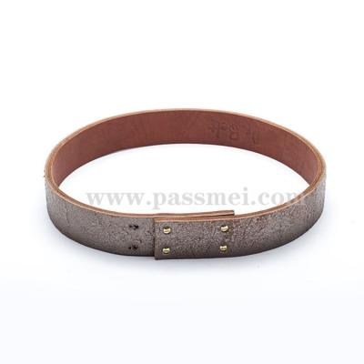 China Fashion Plate Buckle Belt , Leather Belt For Mens Womens Handmade Belt for sale