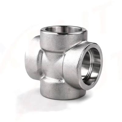 China Stainless Steel 304 1/2'' Cross Forged 4 Way Pipe Connector ANSI Steel Pipe Fittings for sale