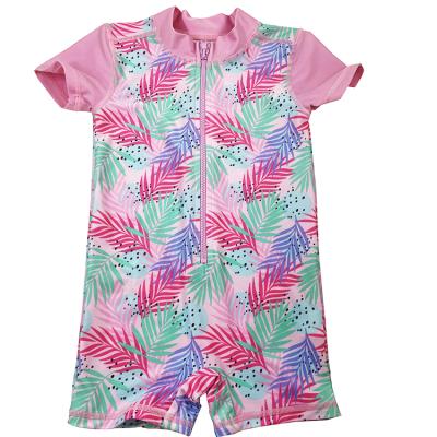 China Wholesale Breathable All-in-One Zipper Short Sleeve Cute Custom Kids Girls Swimwear Swimwear for sale