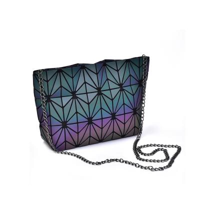 China Lingge Chain Bag Hot Sale Messenger Bag Fashion Colorful Geometric Ladies Noctilucent Bag Korean Ladies Shoulder Bag for sale