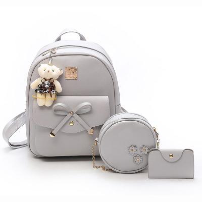 China Waterproof Fashion Borse Donna Firmate Bow Round Bag Women Backpack 3pcs Set Backpack Bag Girl for sale