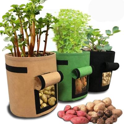 China Large Eco-Friendly 3-Pack 7 Gallon Felt Potato Planter Grow Bag with Flap Access and Handles for sale