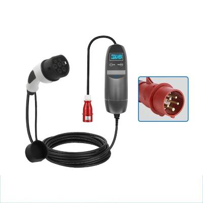 China 22KW EV charger portable type - 2 ECO red with 5m cables 3Phase 32a ev charger HG-CL04 for sale