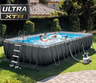 China High Quality INTEX 26364 Inflatable Pool Rectangular 24ft x 12ft x 52in Ultra XTR Rectangular Frame Pool Set with Sand Filter Pump for sale