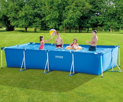 China Intex 28273 Rectangular Metal Frame 14.75ft x 33In Pool Above Ground Pool Outdoor Easy Assemble Pool for sale