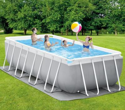 China Intex 26792 Rectangular Prism Rectangular Frame Pool With 16ft x 8ft x 42in Full Size Family Outdoor Round Above Ground Pool for sale