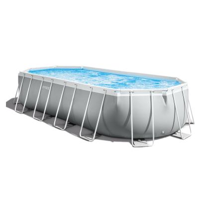 China Intex 26798 Times Rectangular Prism Frame Oval Pool Set 610*305*122cm PVC Bracket Outdoor Pool With Pump System for sale