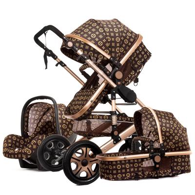 China 2022 Portable Baby Stroller Easy Folding Luxury Popular Baby 3 in 1 Landscape Prams Cloth Stroller Baby Bassinet High Swing for sale