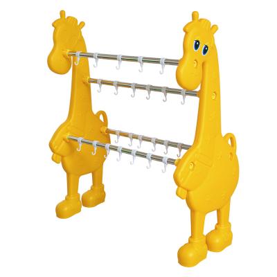 China Heater Kindergarten Plastic Giraffe Shape Bathroom Kids Towel Rack for sale