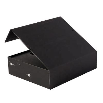 China Recycled Materials Wholesale Luxury Logo Printed Folding Gift Packaging Boxes With Magnetic Lid Black Folded Boxes for sale