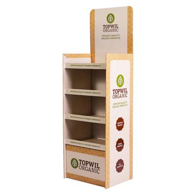 China Eco-friendly Material Custom Paper Corrugated Retail Cardboard Display Rack Display Stand For Supermarket for sale