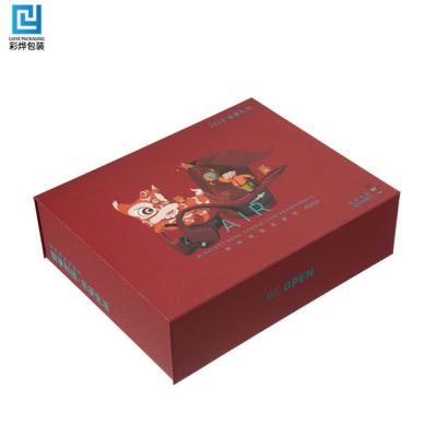 China Custom Eco Friendly Recycled Materials New Year Packaging Box For Skin Care Cream Red Cardboard Box For Cosmetic for sale