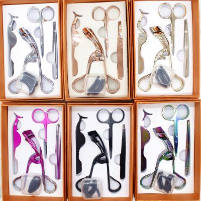 China Cardboard Eyelash Curler Applicators Brow Tweezers Makeup Tool Kit Packaging Gold and Rose Gold Popular With Bags Packing for sale