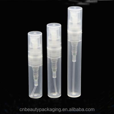 China BEAUTY PACKAGING Custom Snap On Sample 5ml 10ml Plastic Spray Bottles With Labels for sale