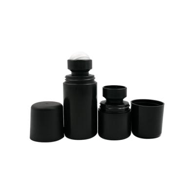 China 1oz 2oz 3oz Perfume Cosmetic Empty Plastic Roll On Bottle 30ml 60ml 90ml Black Deodorant Container for sale