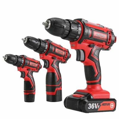 China Drill in the 12/18/36 V electric drill 36v steel electric drill household multi-function cordless portable rechargeable tool kit 18v lithium for sale