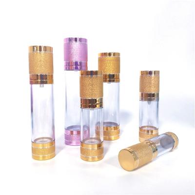 China 15ml 30ml 50ml Cosmetic Lotion Silver Gold Airless Pump Bottle In Stock for sale