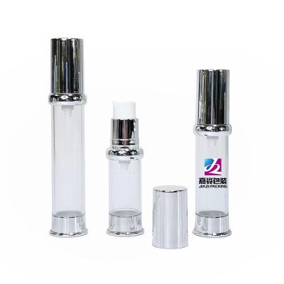 China Luxury Empty Silver Cosmetic Empty Cosmetic Lotion Plastic Spray Bottle Airless Serum 20ml 30ml Pump Airless Pump Container for sale