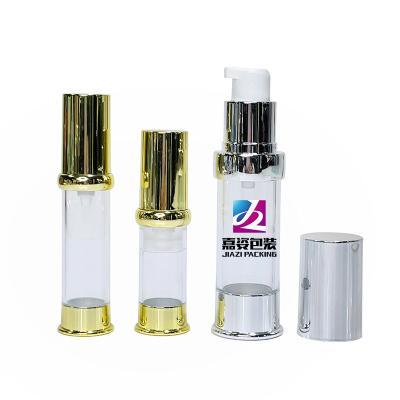 China 5ml 10ml 15ml 20ml 30ml Luxury Gold Silver Cosmetic Lotion Airless Pump Bottle In Stock For Serum Skin Care Packaging for sale