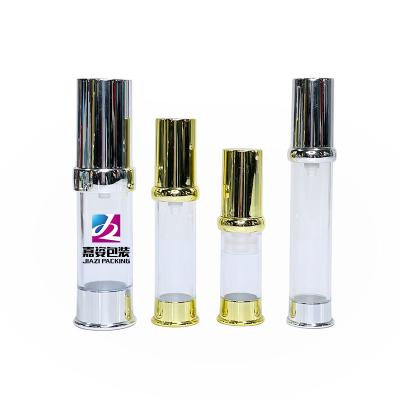 China Gold 5 10 15 20ml Travel Cosmetic Luxury Silver Plastic Serum Lotion Cream Airless Pump Bottle 30ml For Cosmetics With Dispenser for sale