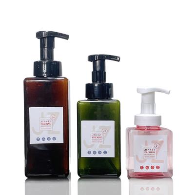 China 250ml 450ml 650ml Empty Cosmetic Packaging Square Shampoo Bottle Plastic Foam Pump Bottles For Lotion for sale