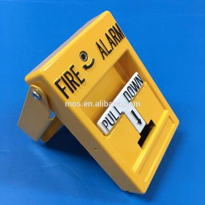 China Yellow Indoor Reachable Uncoded Double Manual Release Action Fire Emergency Alarm Pull Station With Break Glass Cover Testing for sale